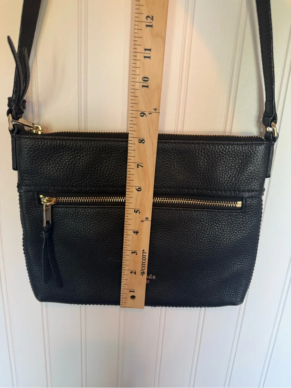 Kate Spade New York Black Pebbled Leather Crossbody Bag Gold Hardware